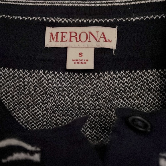 🌸3/$25 Target Merona Navy and White Geometric Print Cardigan Sweater, Size S - Picture 6 of 7